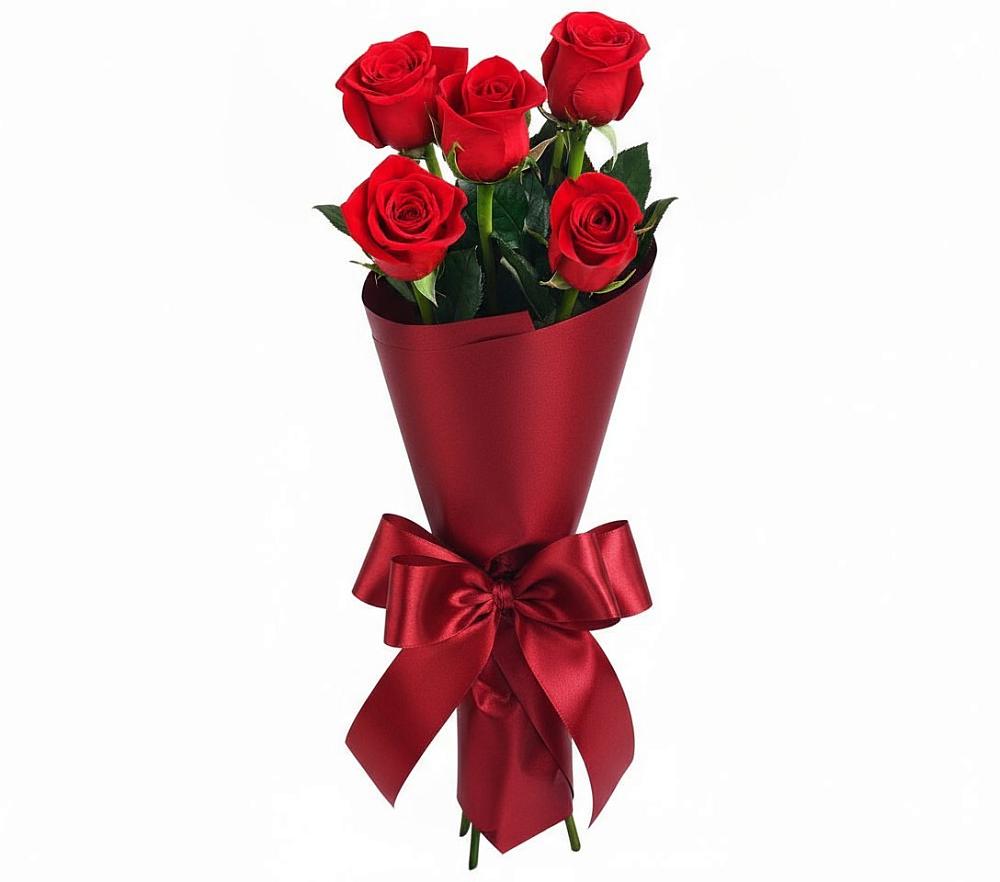 Букет 5 Красных роз Эдлесс Лав в Лучегорске