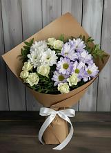 Букет цветов из:  Хризантемы и Розы в Лучегорске