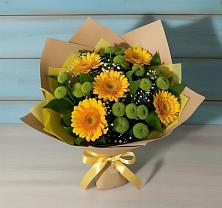 Букет цветов из:  Герберы и Хризантемы в Лучегорске
