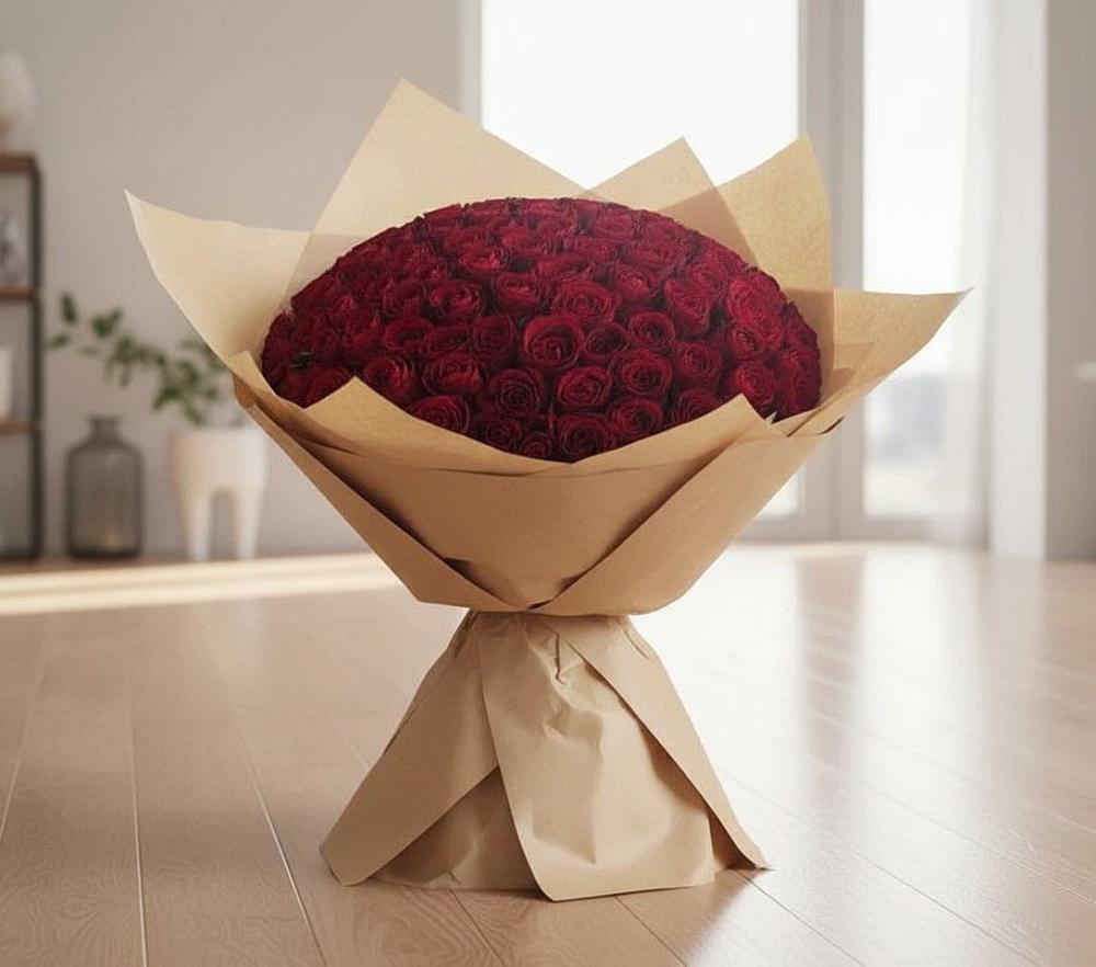 Букет 101 Красная роза в Лучегорске