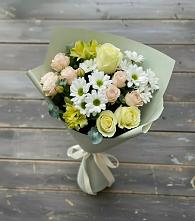 Букет цветов из:  Альстромерии, Розы и Хризантемы в Лучегорске